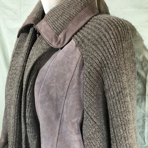 Vintage 90’s Suede and Knit Jacket with Scarf - Picture 4 of 16